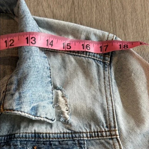 Kut from the Kloth Light Blue Distressed Jean Jacket - Picture 9 of 16